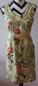 Abito estivo TALBOTS Petites giallo verde floreale con perline taglia 4 L#550a - Foto 1 di 6