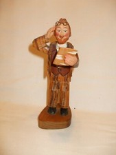 Vintage Anri Italy Depose Professor Carved Wood Math Teacher 6 3/4" Black Forest