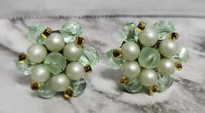 Pretty Vintage/Antique Clip On Earrings. Western Germany. Bead & Faux Pearl... - Picture 1 of 8