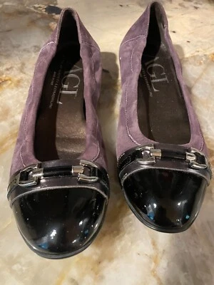 AGL Mujer Puntera Puntera Ballet Planos Berenjena/Negro Charol Talla EU 38  Foto 1 de 4