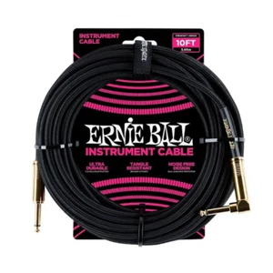GUITARRA trenzada Ernie Ball 10' cable de instalación ángulo recto negro con extremos dorados 6081 - Imagen 1 de 7