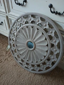 Gray Round Floral Accent Wall Mirror - Picture 1 of 2
