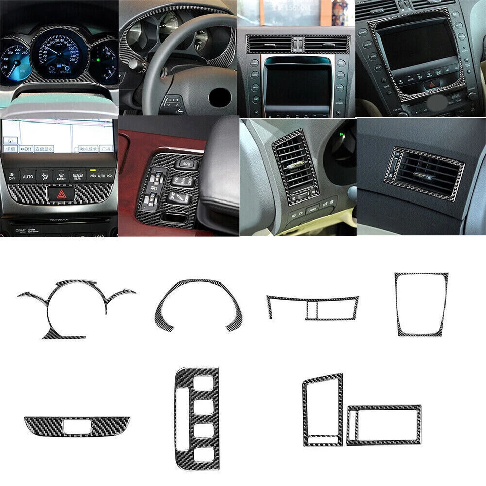Juego completo de pegatinas para tapicería interior de auto de fibra de carbono para Lexus GS 2006-2011 8* Foto 1 de 4