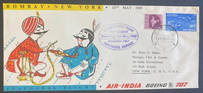 1940 Bombay India First Flight Airmail cover FFC To New York USA Air India - Image 1 of 2