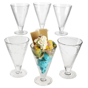 6x Copa Helado Eisbecher mit Fuß 340ml Waffel-Optik Dessert-Gläser Schale Glas - Bild 1 von 7
