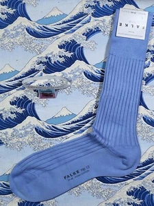 Calcetines de algodón suave Falke para hombre No.13 Piuma azul ártico Reino Unido 5.5-6.5 EU 39-40 precio de venta sugerido por el fabricante £40 - Imagen 1 de 6