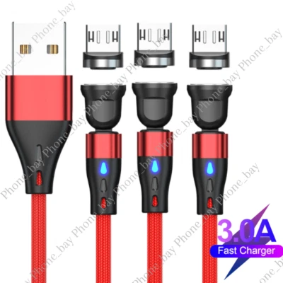 3 Pack Magnetic Micro USB Fast Charging Cable For Android Samsung Charger Cord - Image 1 of 4