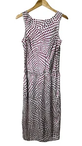 Poleci Womens 100% Silk Dress Midi Polka Dots Sleeveless Casual Classic Size 6 - Picture 1 of 10