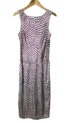 Poleci Womens 100% Silk Dress Midi Polka Dots Sleeveless Casual Classic Size 6 - Image 1 of 4