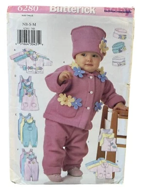 Butterick Sewing Pattern 6280 Jacket Vest Jumper Jumpsuit Hat Infants Size NB-M - Image 1 of 2