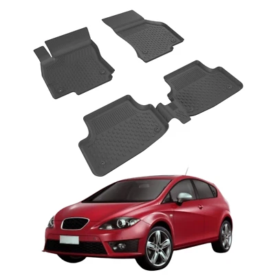 Alfombrillas Seat Leon 2 2006-2012 | Alfombrilla Premium Negra  Foto 1 de 4