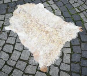 Angora Goat Leather Rug Angora Goatskin Fur Pelt Hide 100% Natural Goat Skin Rug - Picture 1 of 9