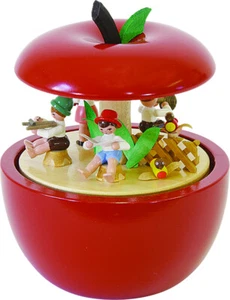 Glässer Volkskunst 'Spieldose Apfel Kinderkonzert, 18st. Spielwerk. Kleine - Picture 1 of 1