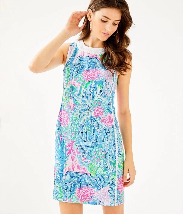 Lilly Pulitzer Mila Stretch Shift Dress Multi Sink or Swim Size 6