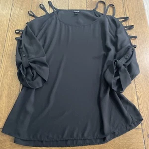 Torrid schwarze Bluse mit Cutouts an den Ärmeln Übergröße 2 Büro Business - Bild 1 von 6