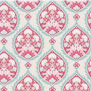 Quilting Patchwork Fabric TILDA BON VOYAGE FLOWERLEAF RED 50x55cm FQ - Picture 1 of 2