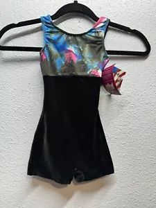 Motionwear Biketard Girls Small 5-6 Dance Gymnastics Velour Leotard Shorts New - Picture 1 of 12