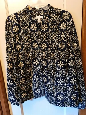 Chaqueta Charter Club Azul Marino Negro Blanco Elástica Pana Sin Forro XL Foto 1 de 4