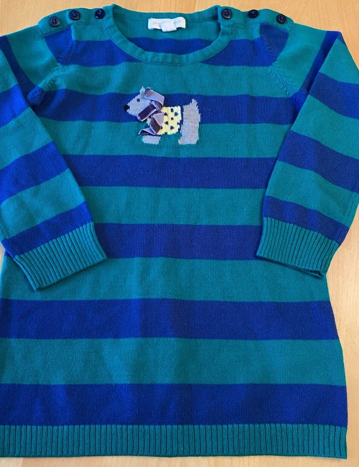 PARCHE DE CALABAZA TEJIDO PERRO LAZO RAYAS SUÉTER NIÑAS TALLA 5  Foto 1 de 3