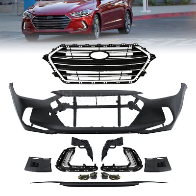 For Hyundai Elantra Sedan 2017 2018 Front Bumper Cover W/Grille W/LED Foglight - Image 1 of 4