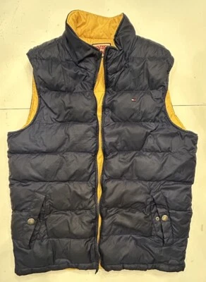 TOMMY HILFIGER Chaleco Chaqueta Vintage Reversible Amarillo/Azul - Talla Única. Sin etiquetas Foto 1 de 4