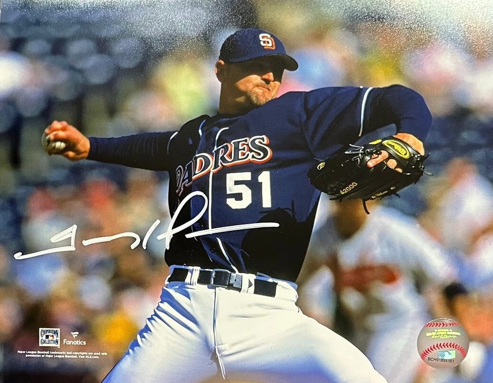Foto firmada por Trevor Hoffman miembro del Salón de la Fama de los Padres #7 AUTO Foto 1 de 1