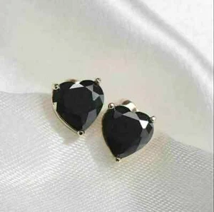 2Ct Heart Cut Lab-Created Diamond Solitaire Stud Earrings 14K Yellow Gold Plated - Picture 1 of 5