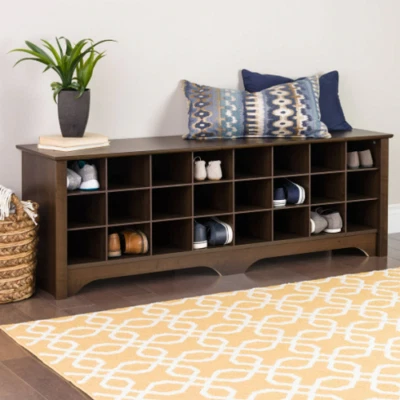 Zapatero Cubby Almacenamiento Cubbie Organizador Banco Entrada Estante Madera Estantes Cubo Marrón Foto 1 de 4