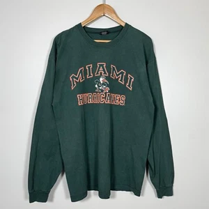 VTG University Of Miami Hurricanes T Shirt Mens L Long Sleeve Gear For Sports - Picture 1 of 9