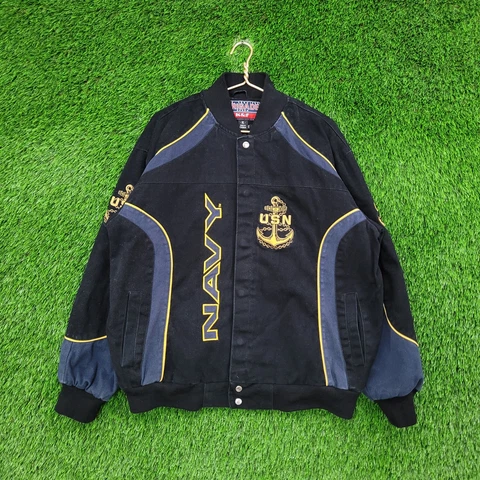 USN U.S.-Navy Naval-Academy Bomber Jacket XL Black Navy-Blue Embroidered Cover