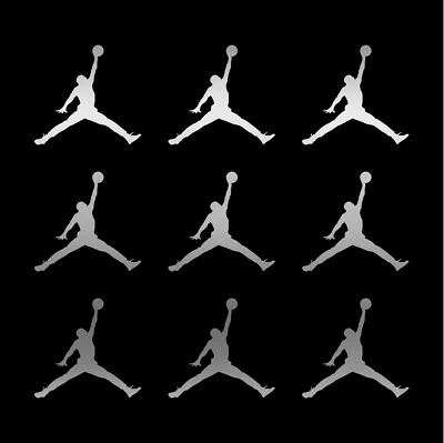 Juego de 9 calcomanías de vinilo con logotipo de Air Michael Jordan Jumpman MJ troqueladas Foto 1 de 2