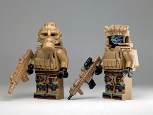 Custom Printed LEGO Minifigure (2x) Desert Camo Army Trooper U.S-style Operators - Foto 1 di 15