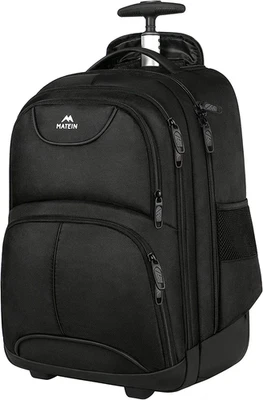 Zaino Trolley Da Viaggio, Rolling Rucksack Porta PC 18 Pollici Bagaglio a Mano,  - Immagine 1 di 4