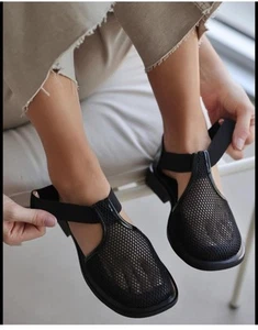 Causal Mesh Stretch Riemchen Sandalen für Damen schwarz Größe 6,5 - Bild 1 von 5