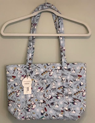 Vera Bradley PEANUTS SKI JUMP SNOOPY 冬季天空小号 Vera 托特包 ~ 全新带标签 — 第 1/4 张图片
