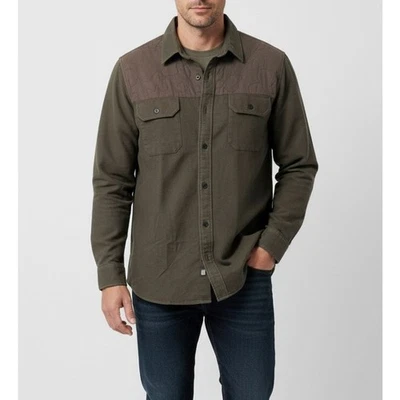 Orvis Army Green Cotton Spandex Flannel Work Shacket Shooting Shirt Mens L - Image 1 of 4