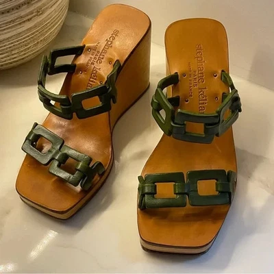 Stephane Kelian Wooden Wedge Sandals - Image 1 of 4