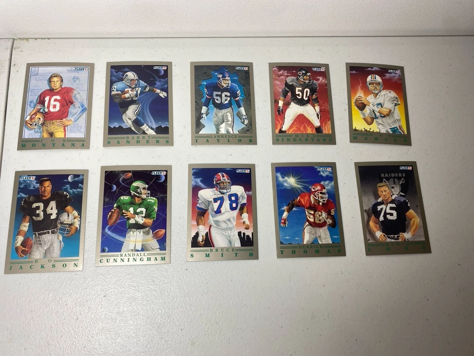 Juego completo Fleer Football Pro Visions 1991 10 Bo Jackson Montana Barry Sanders Foto 1 de 2