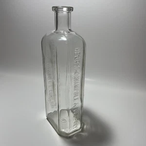 Antique Medicine Bottle Glass Henry K Wampole & Company 8-1/2 Inches Tall - Picture 1 of 6