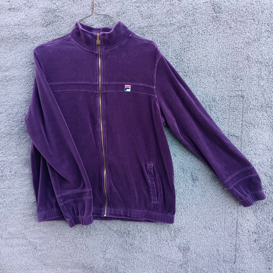 Pullover polar FILA para mujer con cremallera de cuarto púrpura con cremallera dorada talla grande Foto 1 de 4
