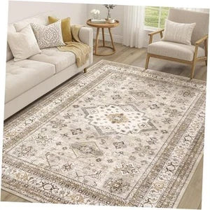 Vintage Living Room Area Rug 5x7 - Large Soft Washable Oriental Traditional - Picture 1 of 7