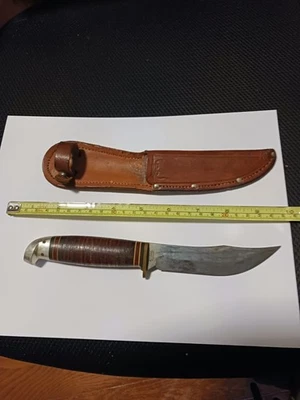 Cuchillo de hoja fija Western Boy Scouts of America con funda de cuero original Foto 1 de 4