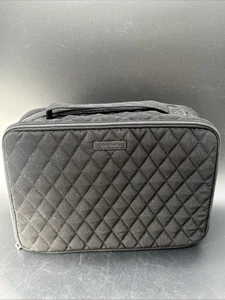 Custodia da viaggio Vera Bradley grande blush e pennello nero microfibra con cerniera - Foto 1 di 13