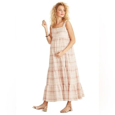 Hatch Maternity Women's THE JULES DRESS Blush Plaid Size 2 (M/8-10) $298 NEW - Image 1 of 4