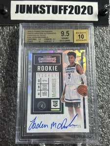 Biglietto Contenders Jaden Mcdaniels Cracked Ice 2020-21 /25 Auto 9.5 BGS 10 Rookie - Foto 1 di 4