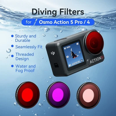 Waterproof Filter Protective Lens Diving Filters for DJI Osmo Action 5 Pro/4 - Image 1 of 4