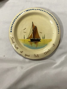 VTG Torquay MottoWare plate HandPainted Sailboat Don’t Look At Hill Climb Rare - Picture 1 of 5