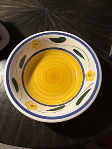 ROMA INC handbemalt Made in Italy gelb blau 10 3/8" Salatschüssel - K1 - Bild 1 von 4