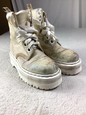 Dr. Doc Martens Womens Molly Glitter Platform Boots W/ White Satin Laces*size 6 - Image 1 of 4