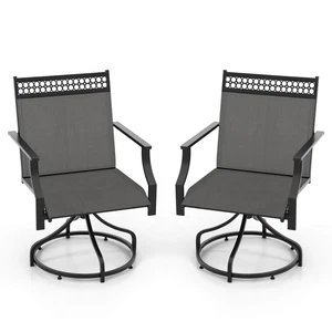Patio Swivel Dining Chairs Set of 2 w/ Quick-Drying Fabric and Metal Frame - Picture 1 of 8